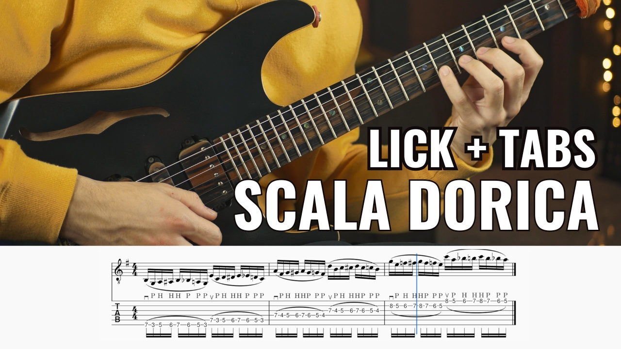 Scala DORICA Lick per suonare MODALE e TABS
